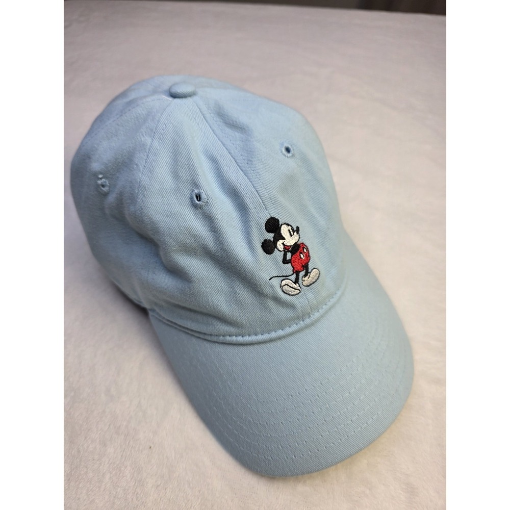 Disney Mickey Mouse Hat Light Blue Retro Embroidered Dad Cap Strapback